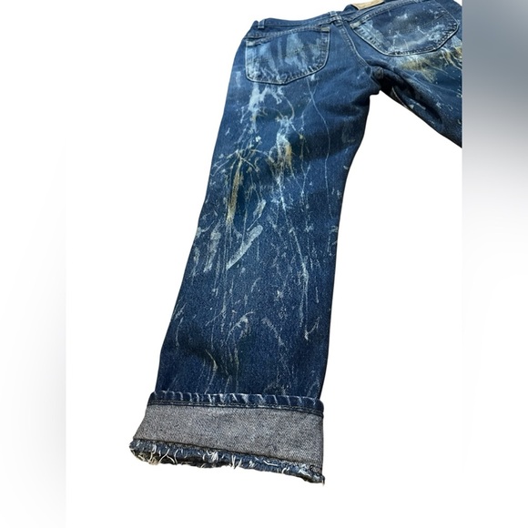 Thrashed Bleach 90s Vintage Lee Jeans 27” High Waisted Bootcut Dark Wash Denim - Picture 5 of 15